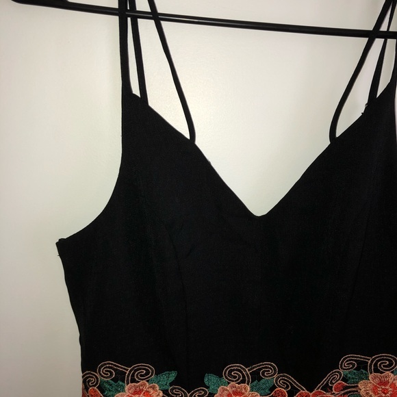 Black Romper with Floral Detail - Picture 2 of 5
